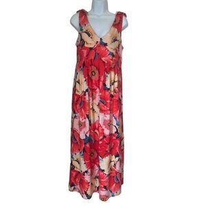 T Tahari Floral Orange Maxi dress sz 8